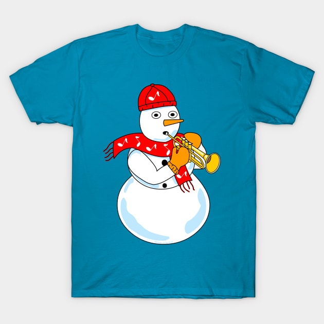 Trumpet Snowman T-Shirt by Barthol Graphics